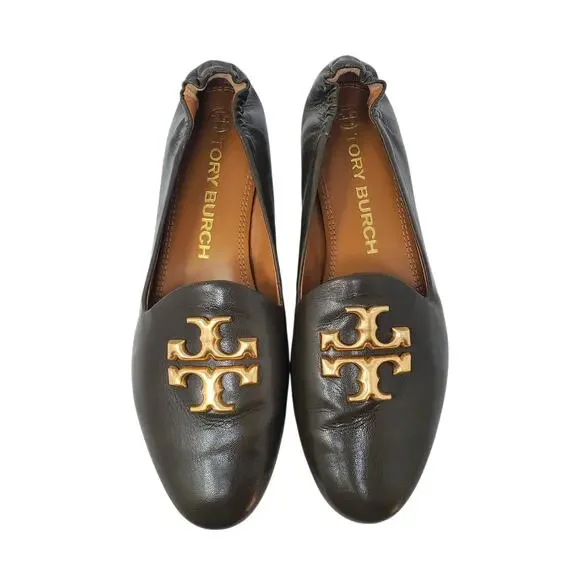 Tory Burch Eleanor Loafers Flat Goat Leather Moss Olive Green Gold 84922 Size 8 - Picture 3 of 12
